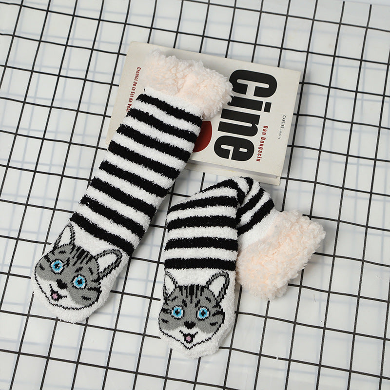 Cartoon Plush Animal Pattern Lambswool Socks