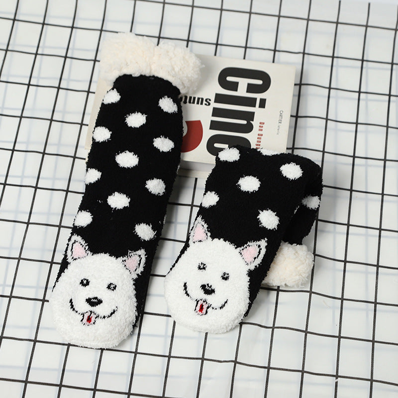 Cartoon Plush Animal Pattern Lambswool Socks